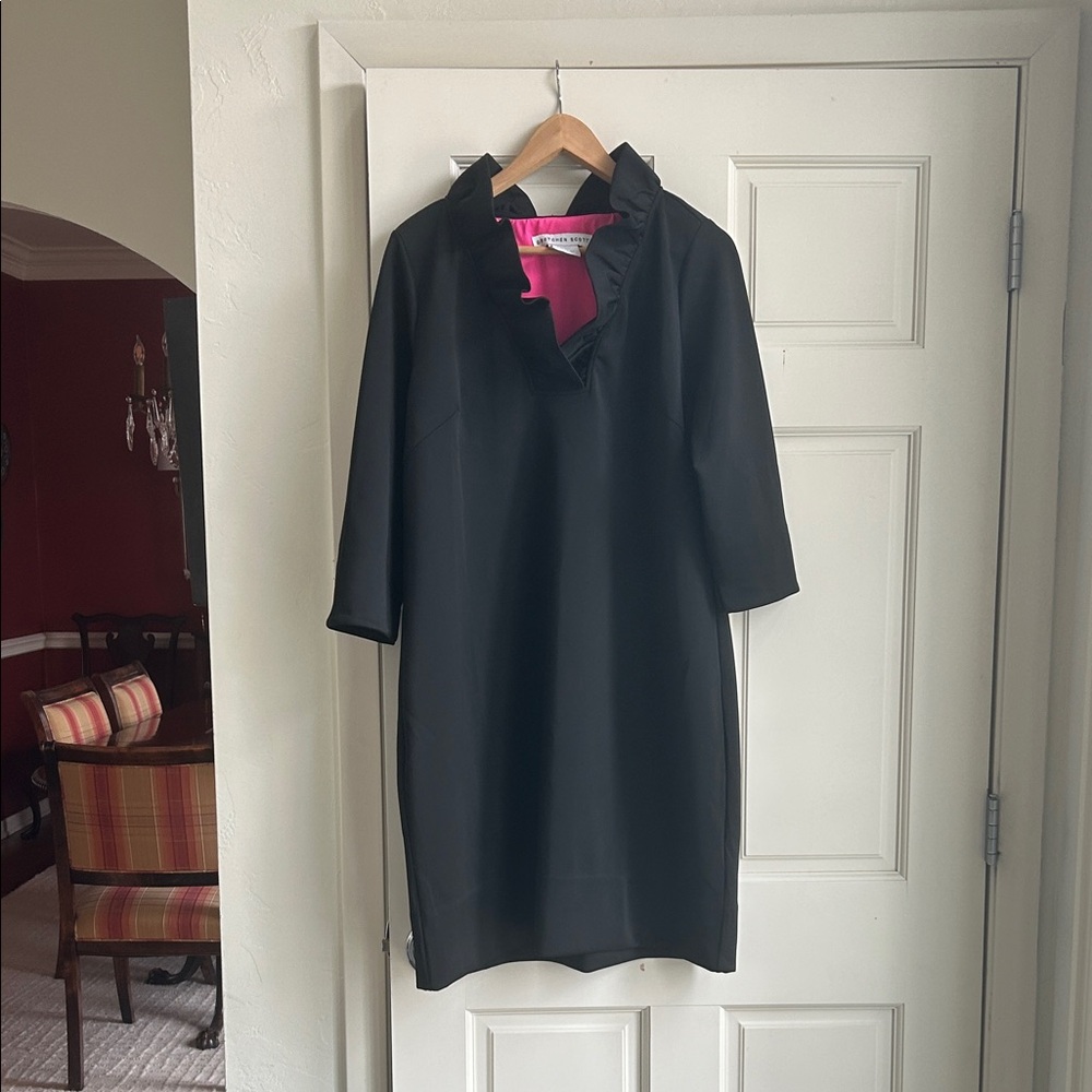 Gretchen Scott Designs Black Dress with Vibrant Pink Lining